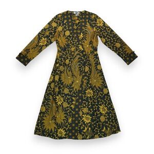 NWT Batik Keris‎ Dress Size SS Floral Pattern Long Sleeve 100% Cotton